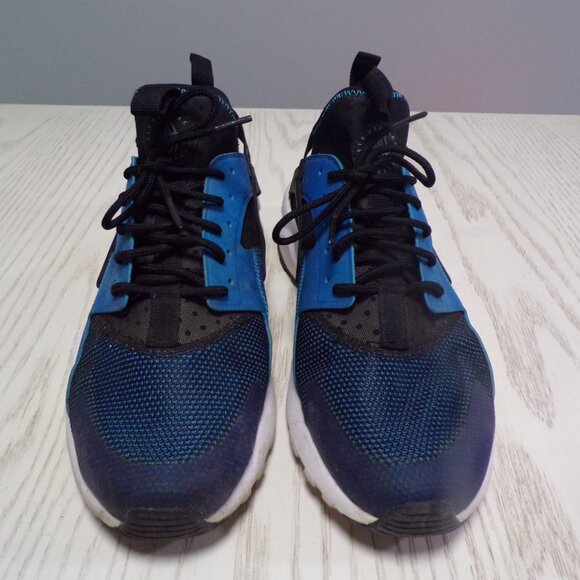 Size 10.5 - Nike Air Huarache Run Black/Blue Ultra - Picture 4 of 10